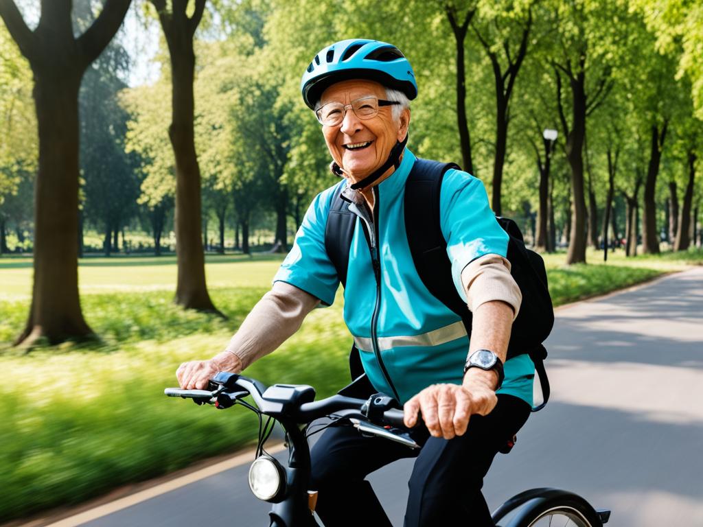 Senior riding an e-bike