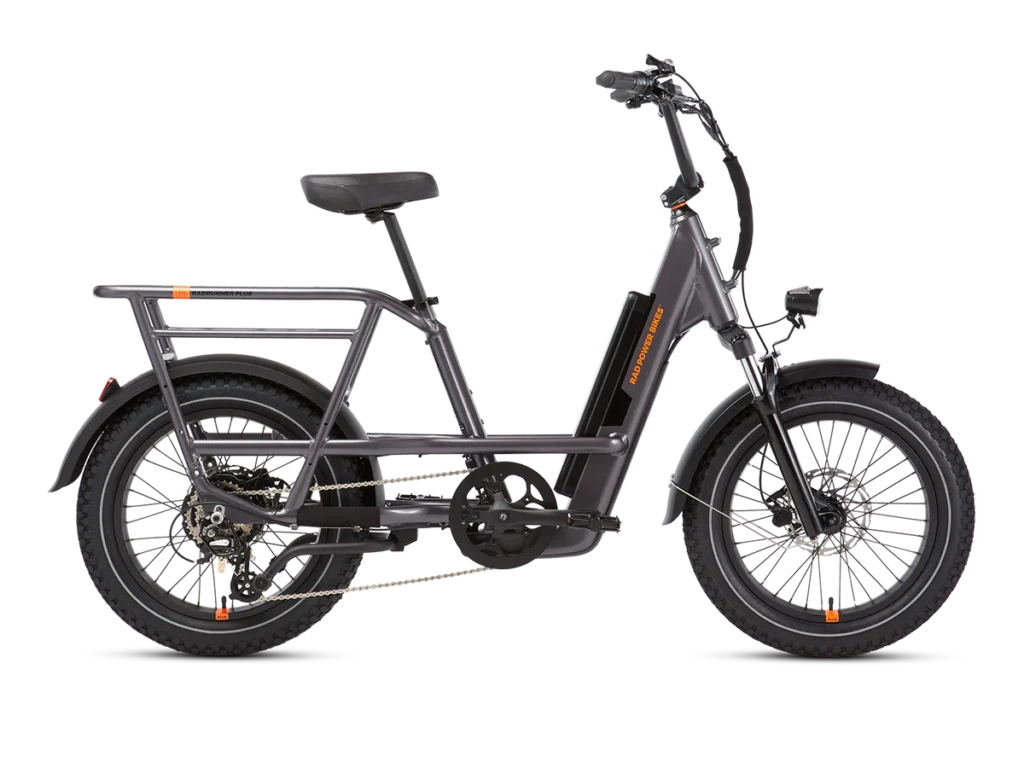 RadRunner 3 Plus cargo e-bike with accessories Runner 3 Plus Charcoal Right Side Updated Kickstand Updated Grips 1200x