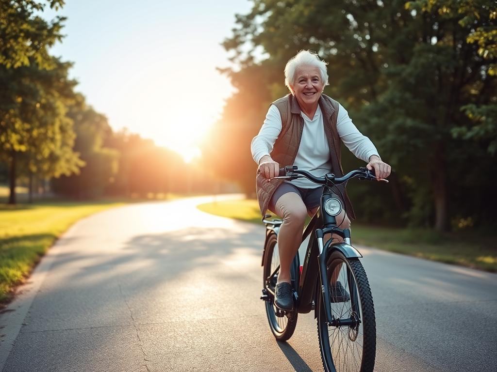 senior enjoying health benefits of e-biking